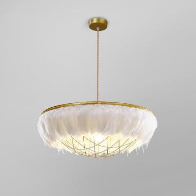 China Modern Romantic Modern Master Room Pendant Lamp Living Room Bedroom Chandelier Light White Feather Nordic Design for sale