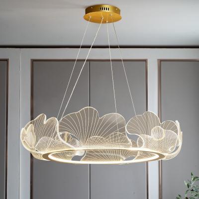 China Nrodic Modern Modern Acrylic Flower Shades Ceiling Simple Hanging Decorative Pendant Lights Modern Gold Living Room Bedroom Chandeliers for sale