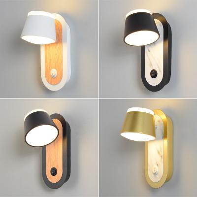 China Bedroom Modern Small Rotatable Bedside Wall Lamp With Switch Nordic Indoor Hotel Bed LED Wall Mount Indoor Reading Lamp for sale