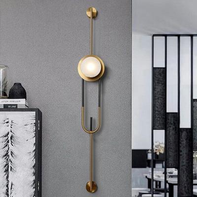 China Modern Nordic Design Frosted Modern Fancy Wall Lamp White Cover Wall Lights For Bedroom Living Room Gold Black Iron Surface Mounted for sale