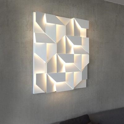 China Modern Creative Rectangular Fancy Modern Designer Wall Iron Home Decoration Mounted Living Room LED Wall Sonce Decorative Lamp for sale