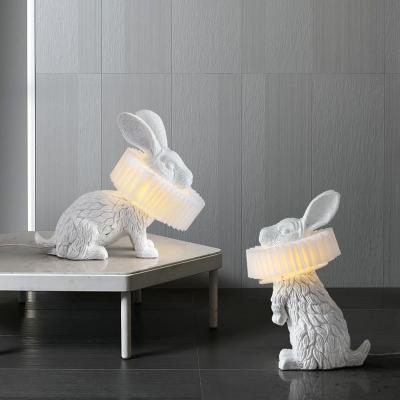 China Nordic Light Mini Table Decorations Lamps Modern Indoor Cute Lamp KidsTable Resin Rabbit Factory Zhongshan Bed Side Desk Decorative for sale