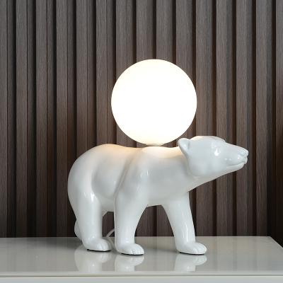 China Zhongshan Modern Cute Epoxy Opens Resin Small Table Auspicious Side Table Bear Personality Stand Decorative Night Desk Light for sale