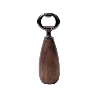 China Black Walnut Wine Beer Bottle Opener Kidder Vintage Stainless Steel Creative Home Bottle Opener for sale