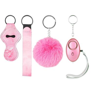 China Eco-friendly Security Self-defense Products Set Window Breaker Lip Gloss Alarm Survival Self-Defense Key Chain Key Chain For Women for sale