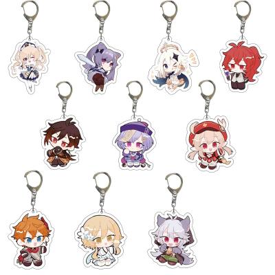 China Custom Wholesale Impact Eco-friendly Cute Anime Genshin Game Resin Logo Key Ring Fashion Key Chain Acrylic Cute for sale