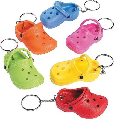 China Lovely 3D Mini Keyring Hole Eva Plastic Foam Sandal Slipper Colored Shoe Wholesale Croc Key Chain for sale