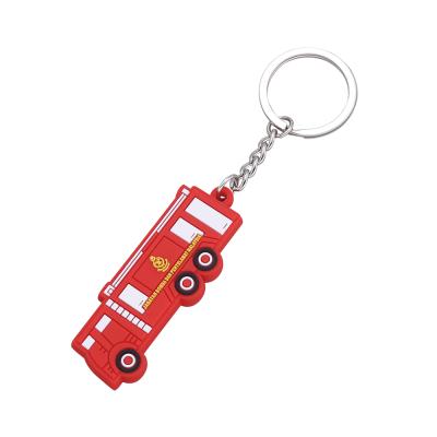 China High Quality Custom Made Eco-friendly Fire Truck Plastic Red Car PVC 3D Renhui China Key Chain Key Ring for sale