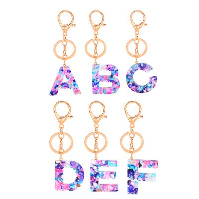 China Renhui Eco-friendly Custom Resin Hard Enamel Initial Accessories Luxury Letter Key Chain for sale