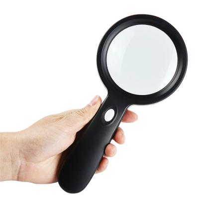 China Reading 90mm High Quality Handheld Non-Slip Magnifying Glass with 12 LED Lights for Elder Reading and Jewelry Identification for sale