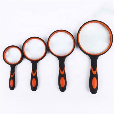 China Reading Wholesale Non-slip Rubber Handheld Magnifying Glass 4 Pieces Set, 6X 7X 8X 10X Magnifying Glass for Older Reading for sale