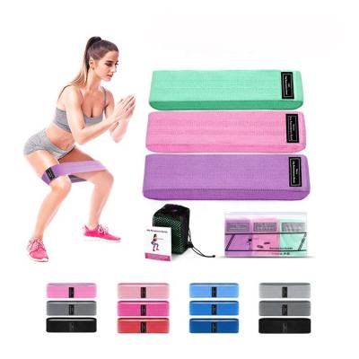 China Wholesale Custom Elastic Band Durable Gym Resistance Fabric Loop Yoga Workout Loop Yoga Resistance Bands 3 Level Full Body Bands for sale