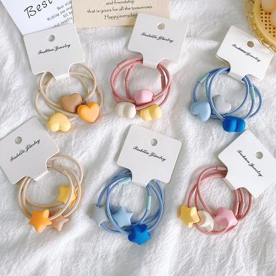 China New popular simple candy colored pentagram love hair circle tie hair rope for sale