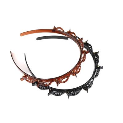 China Decoration Hits Hair Net Red Band Clip Multilayer Hollow Woven Hairband Headband for sale