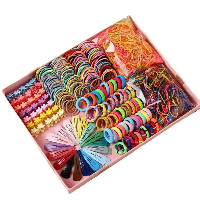 China Hot Selling Zhejiang Girl Hair Color Hair Band Random Set Hairpin Flower Rope Decoration Elastic Hair Accessories for sale