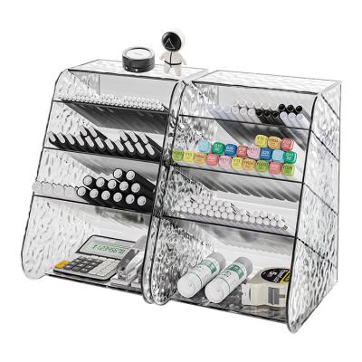 China Morden New Trendy Diagonal Insert Cosmetic Storage Barrel for Home and Office Desktop One Click Storage Box for sale