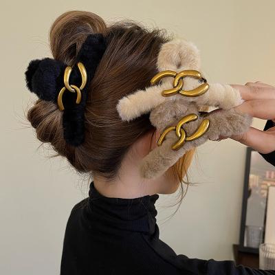 China 2022 Winter New Winter New Claw Hair Claw Fashion Ins Style Plush Hair Claw Hair Clips Hot Popular Stylish High Quality Shark Clip For Women for sale