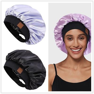 China breathable & New Double Size Waterproof Quality Satin Protect Imitated Silk Cloth Women's Long Hair Adjustable Sleeping Hat for sale