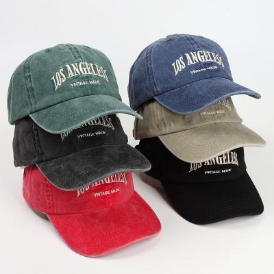 China Designer Waterproof Cotton 6 Panel Washed Custom Logo Embroidery Baseball Hats Denim Dad Hat for sale