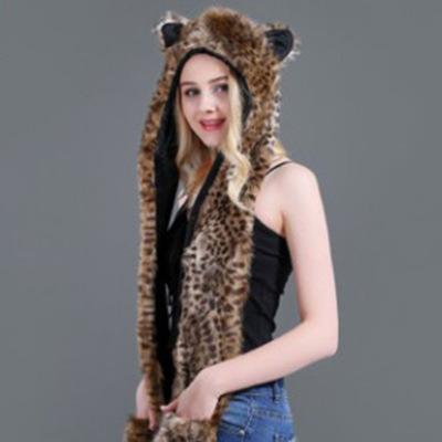 China breathable & Cute Winter Artificial Leather Straw Hat Plush Shape Animal Shape Cartoon Hat Scarf Waterproof Hot Selling Cute Gloves In Stock for sale