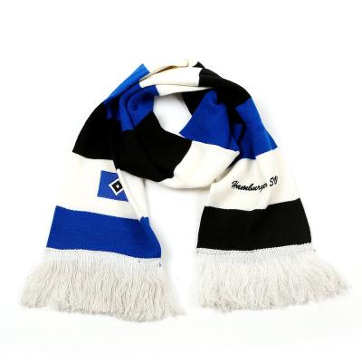 China Hot Selling Long Bufanda Customized Sports Scarves Soccer Club Soccer Fan Acrylic Jacquard Knitted Scarf for sale