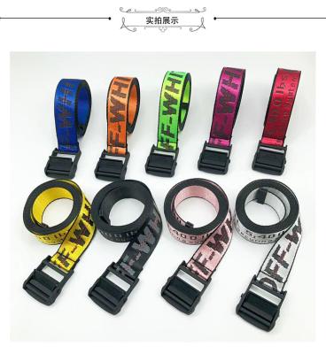 China Factory direct sale comfortable canvas alphabet webbing belt fashion industrial style embroidery -Whit letter belt for sale