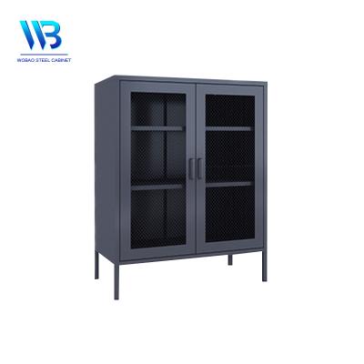 China modern home living room furniture dining room metal sideboard cabinet with glass door for sale