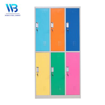 China Colorful Steel Filing Cabinet 6 Door School Gym Storage Locker With Key Locker Prices for sale