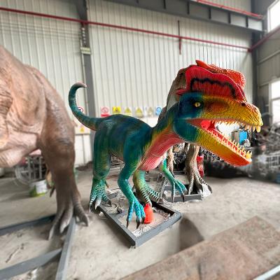 China Gewinnen Sie lebensgetreues animatronisches Dilophosaurus Dinosauriermodell für Jurassic Park zu verkaufen