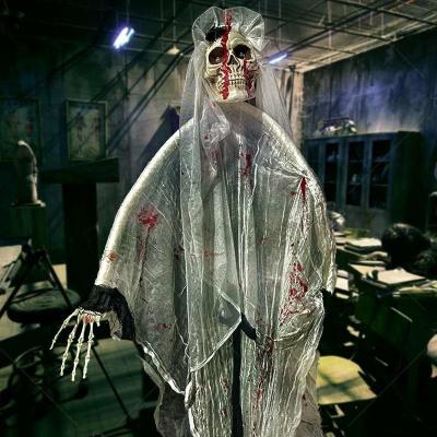 China Outdoor Halloween Decorations Props Haunted House Animated Hanging Skeleton for sale