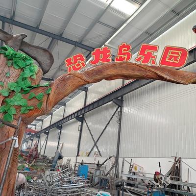 China Levensechte Animatronische Decoratie Dinosaurus Poort Kleur Op maat Te koop