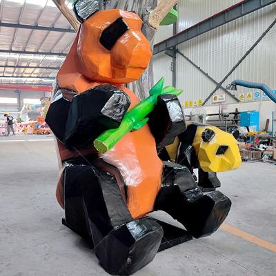 China Decoration Animatronic Customized Simulated Panda Model Orange Color for sale