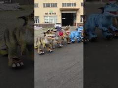 Animatronic dinosaur ride with three wheels electric dinosaur scooter for kids