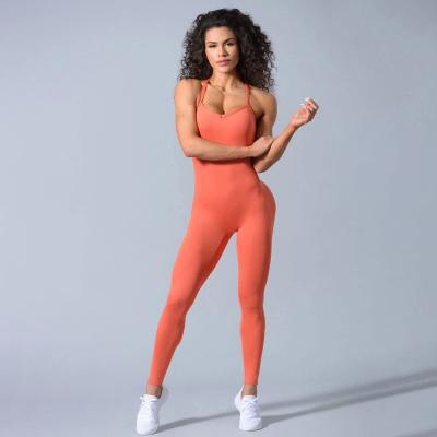 China Custom made European sexy butt bodycon bodysuit yoga fitness leggings jumpsuits women QUICK DRY crack! crack! spring overalls for sale