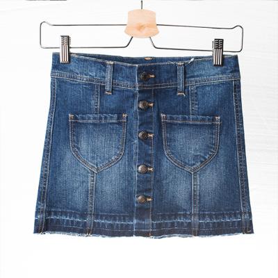 China Custom Size Short Medium Short Single Buttons Waistband Lady Design Lady Design Dry Cleaning Style Pockets Denim Front Denim Dress for sale