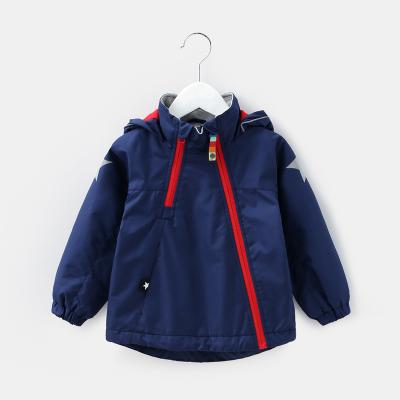 China Custom Thick Hooded Hooded Anorak Front Zipper Cotton Kids Winter Boys Kids Designer Waterproof Jacket Pocket Raincoat for sale