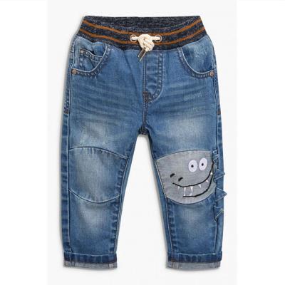 China Color Fade Proof Custom Design Boys Girls Pants Medium Rib Drawstring Front Pockets Jeans Pants For Kids for sale