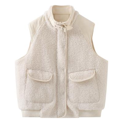 China Women's Plus Size Casual Lightweight Autumn Fleece Warm Sherpa Vest With Pockets for sale