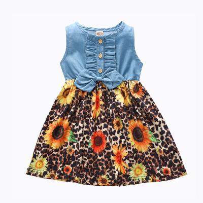 China Factory Custom Printing Design Neck Sleeveless Round Skirt Shirts Breathable 1-3 Years Old Children Sets Girls Dresses for sale