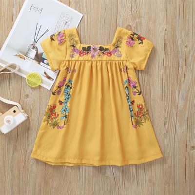 China Custom Anti-wrinkle Summer 1-3 Years Kids Girl Clothes Loose Latest Design Kids Short Sleeve Print Fashion Dress Designs for sale