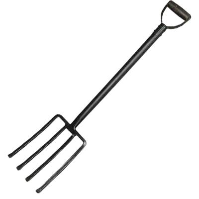 China Carbon Steel Strong Garden Cardboard Handle Carton Shovel Fork 4 Digging Forks For Farm Tool for sale