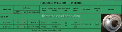 China Aluminum WHEEL TUBELESS STEEL RIM 19.5 SERIES for sale