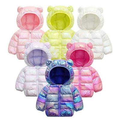 China Sustainable Kids Baby Clothes Winter Girls Jacket Thick Zipper Clothing Waterproof Casual Iridescence for sale