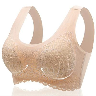 China High Quality Seamless Ladies Latex Plus Size Push Up Seamless Bralette Bras For Women Bra Vest Gathers Shockproof Pad for sale