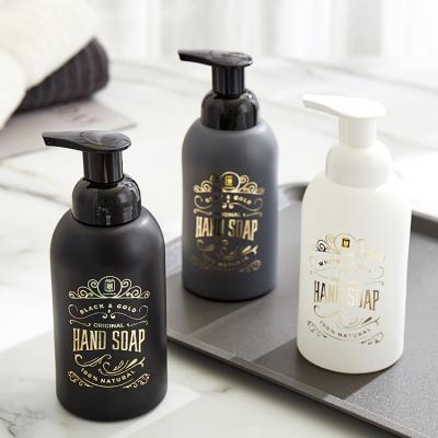 China Personal Care Elegant Luxury Silicon 350ml Customized Logo Foam Liquid Soap Glass Pump Bottle for sale