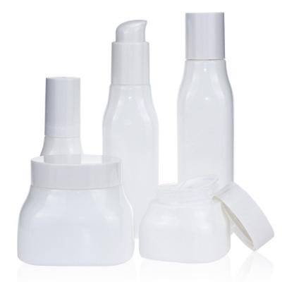 China Wholesale White Ceramic Powder Base Opal Glass Lotion Bottles Glass Personal Care Manufacturing Liquid Bottle With Pump for sale