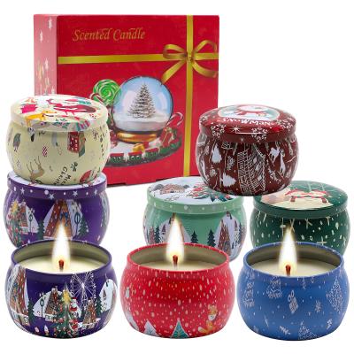 China Wholesale Romantic Christmas Round Birthday Soy Wax Candle Scented 8 Piece Gift Box Handmade Candle With Keepsake for sale