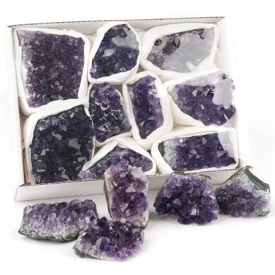 China China Hot Selling Top Natural Amethyst Group Ornament Home Decoration Craft Soft Gift Box for sale