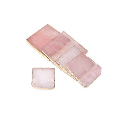 China Wholesale Natural Rose Quartz Coaster Crystal Slices With Gold Balance Support Private Customization for sale