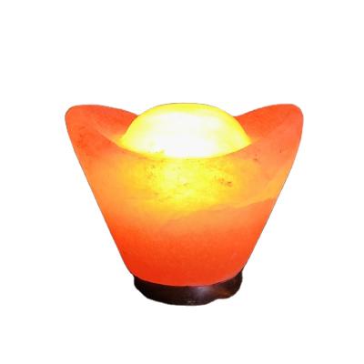 China Wholesale Himalayan Pink Gift Night Lamp Factory Gold Crystal Salt Ingot Crystal Salt Lamp Lamp Can Be Customized for sale